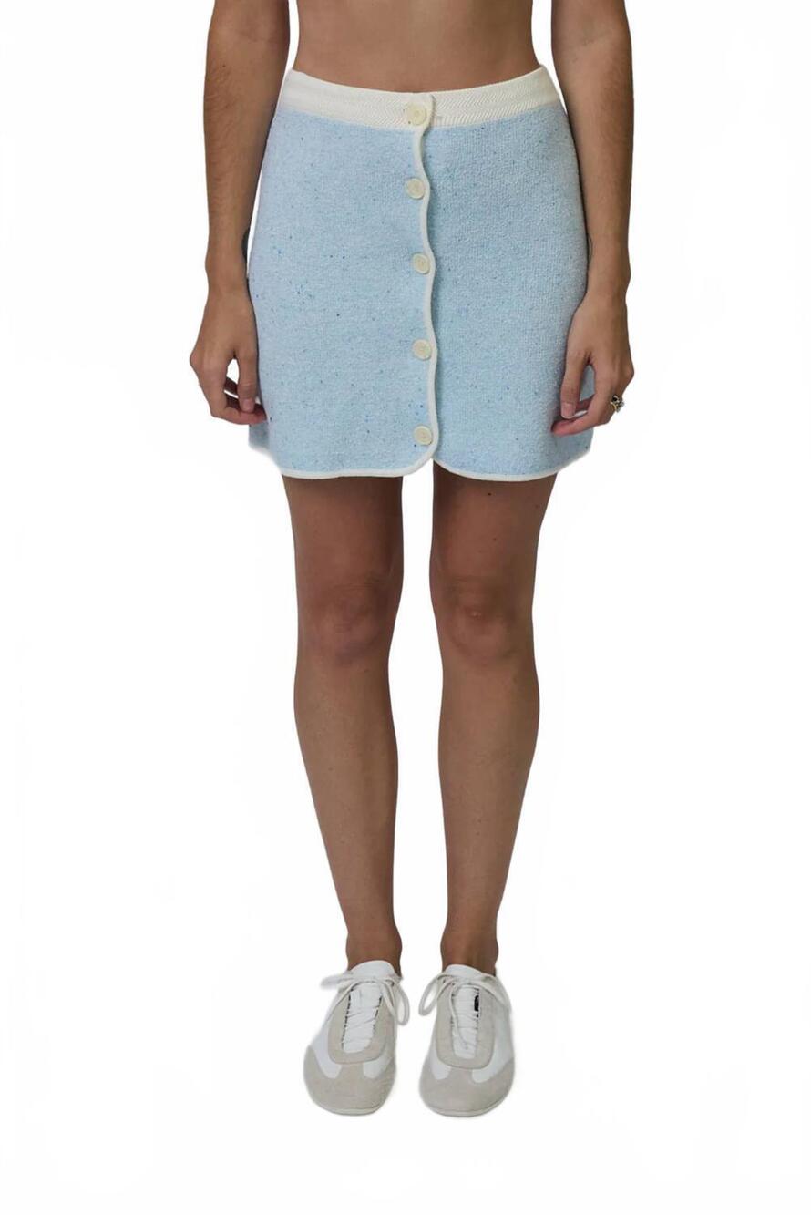 NEW CENTRAL PARK WEST celeste tweed yarn mini skirt in blue